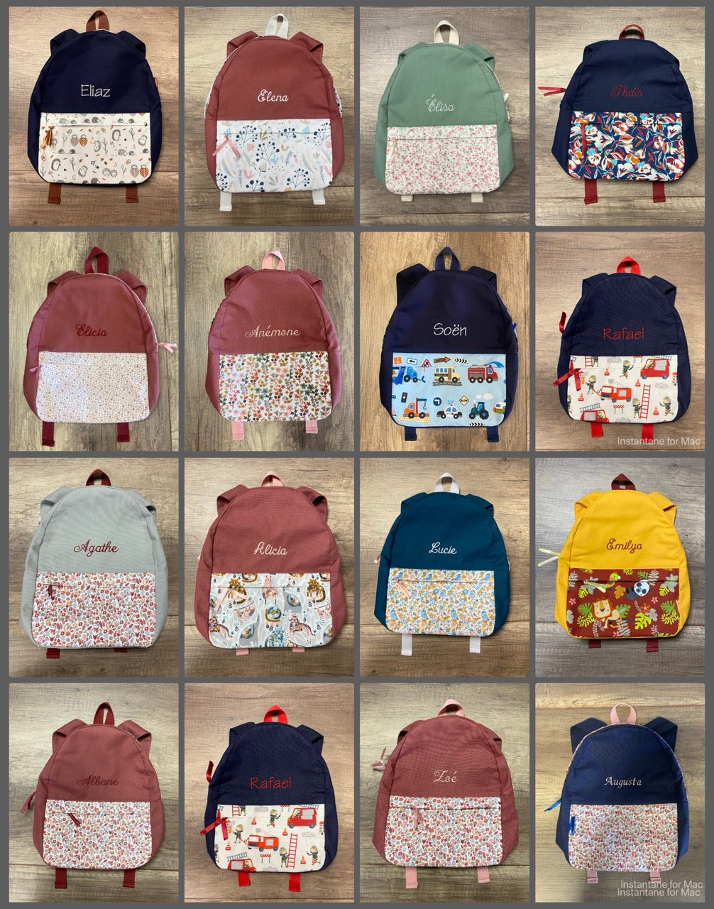 LOT sac à dos & trousse école Personnalisé MOTIF AUX CHOIX