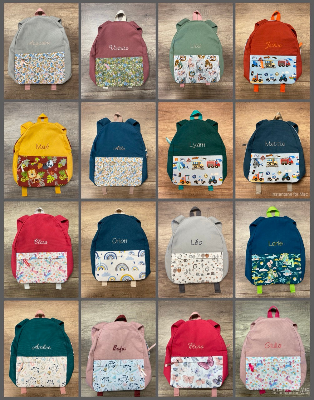LOT sac à dos & trousse école Personnalisé MOTIF AUX CHOIX