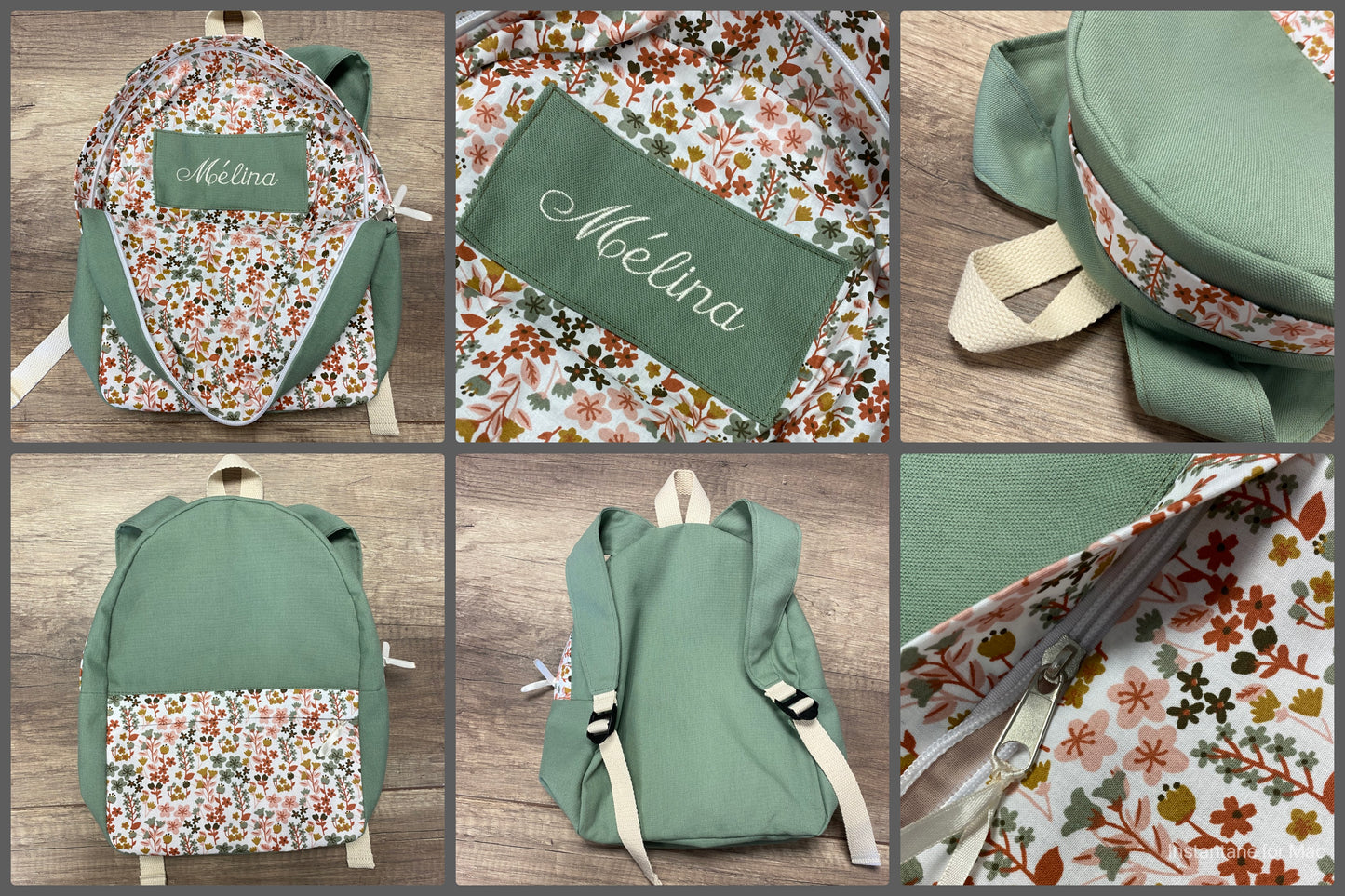 Sac à dos enfant broderie intérieur  MOTIF AUX CHOIX