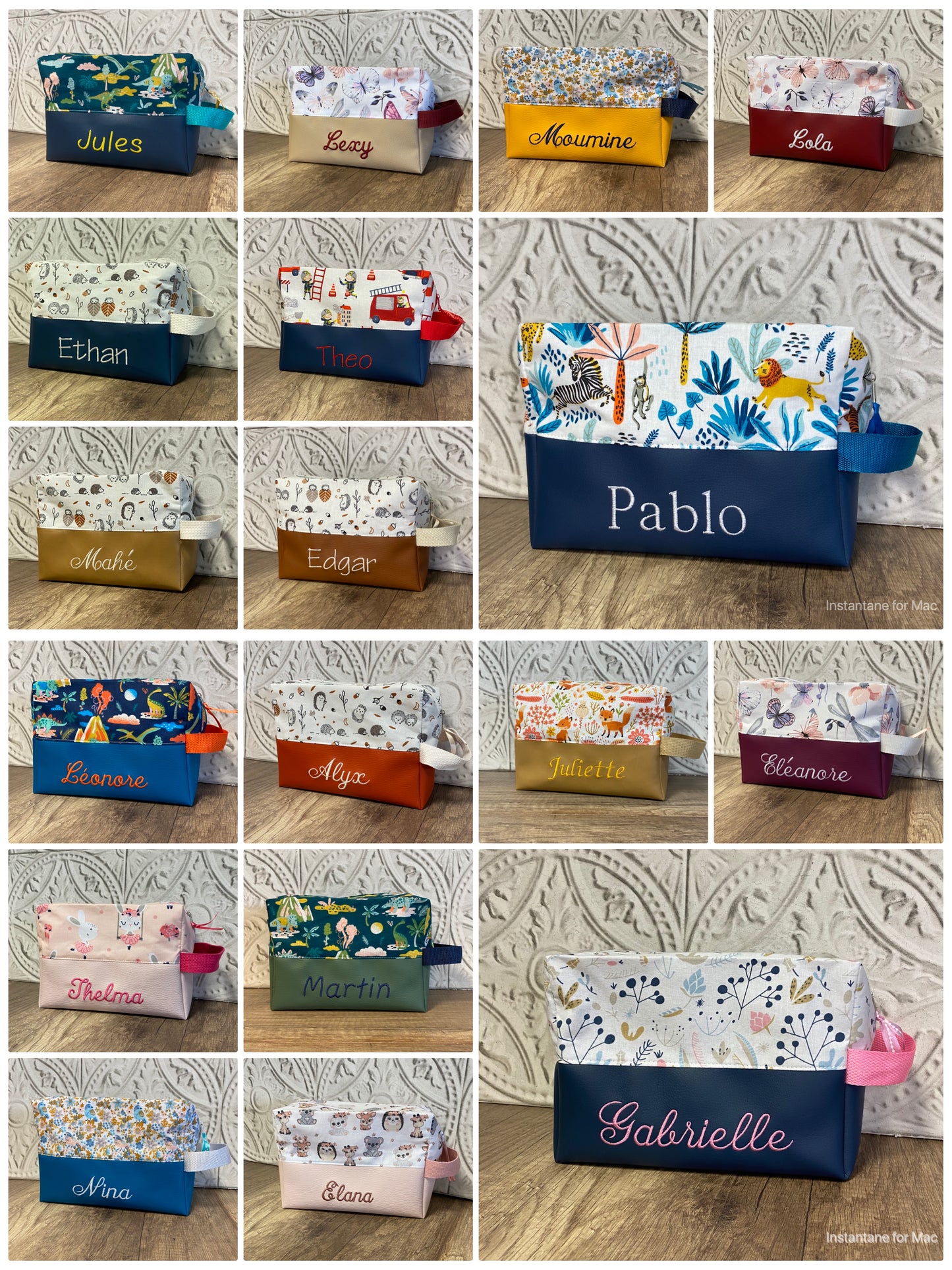 Trousse de toilette Personnalisée - bas simili cuir  MOTIF AU CHOIX