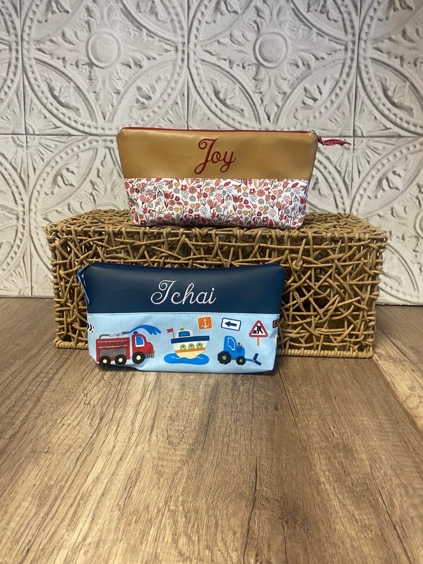 Trousse école Personnalisée simili cuir MOTIF AU CHOIX