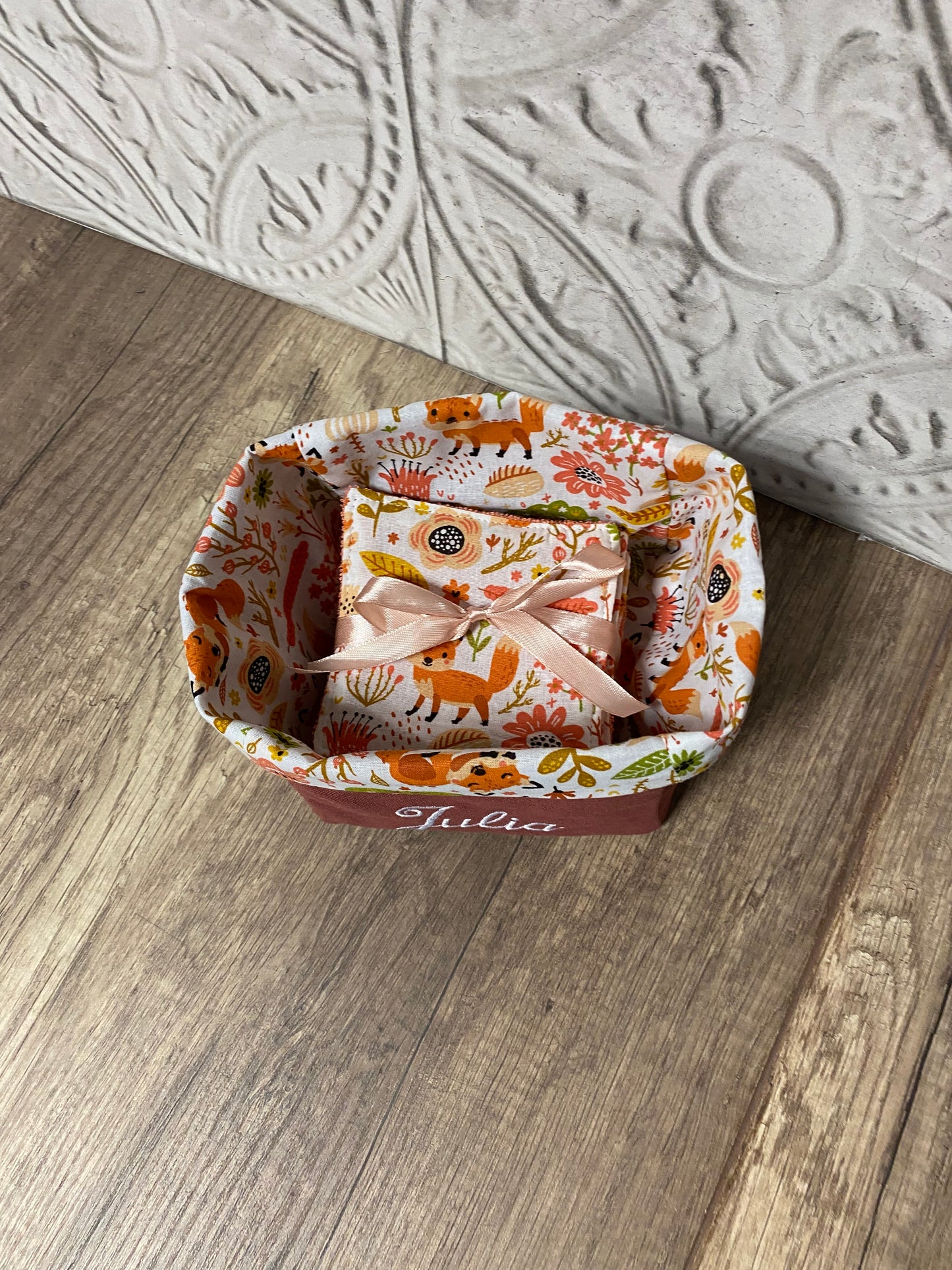 Corbeille PERSONNALISÉE et cotons lavable MOTIF AUX CHOIX