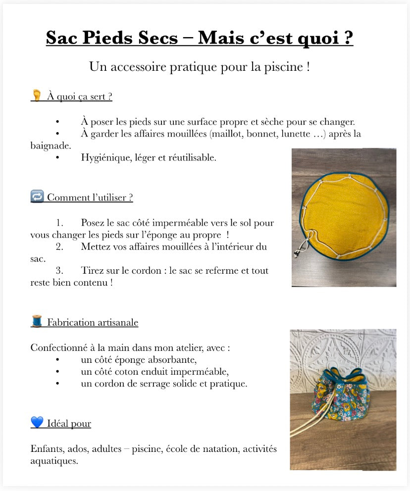 Sac pied sec plusieurs coloris