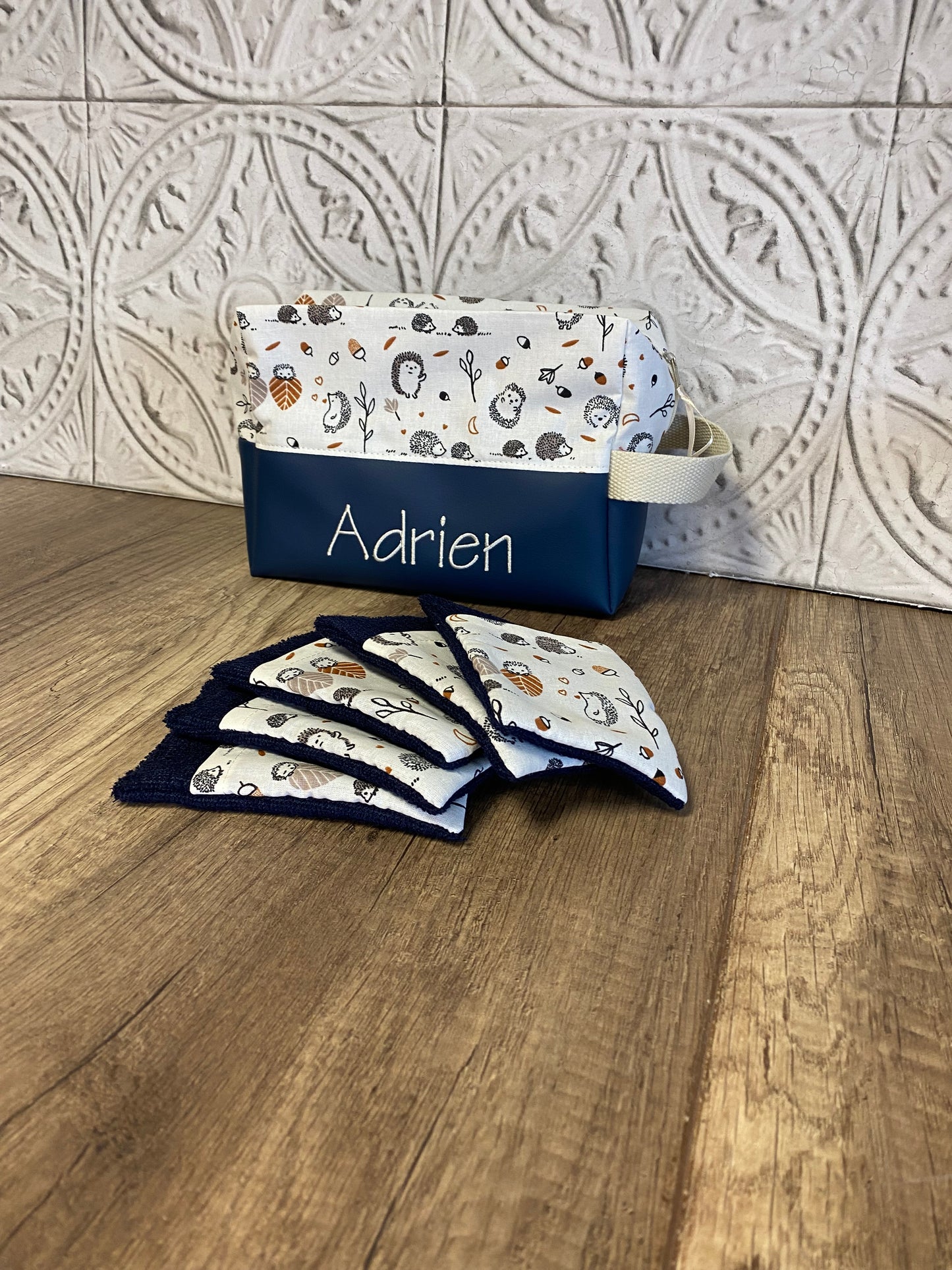 LOT Trousse de toilette Personnalisée & 5 gants de toilette enfant