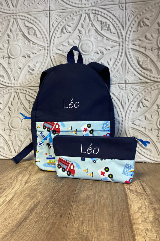 LOT sac à dos & trousse école Personnalisé MOTIF AUX CHOIX