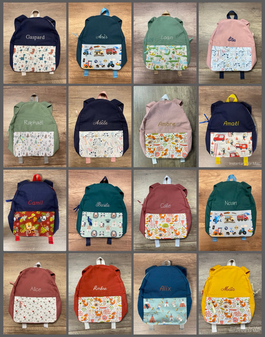 LOT sac à dos & trousse école Personnalisé MOTIF AUX CHOIX