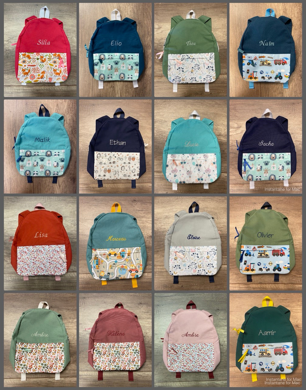 LOT sac à dos & trousse école Personnalisé MOTIF AUX CHOIX