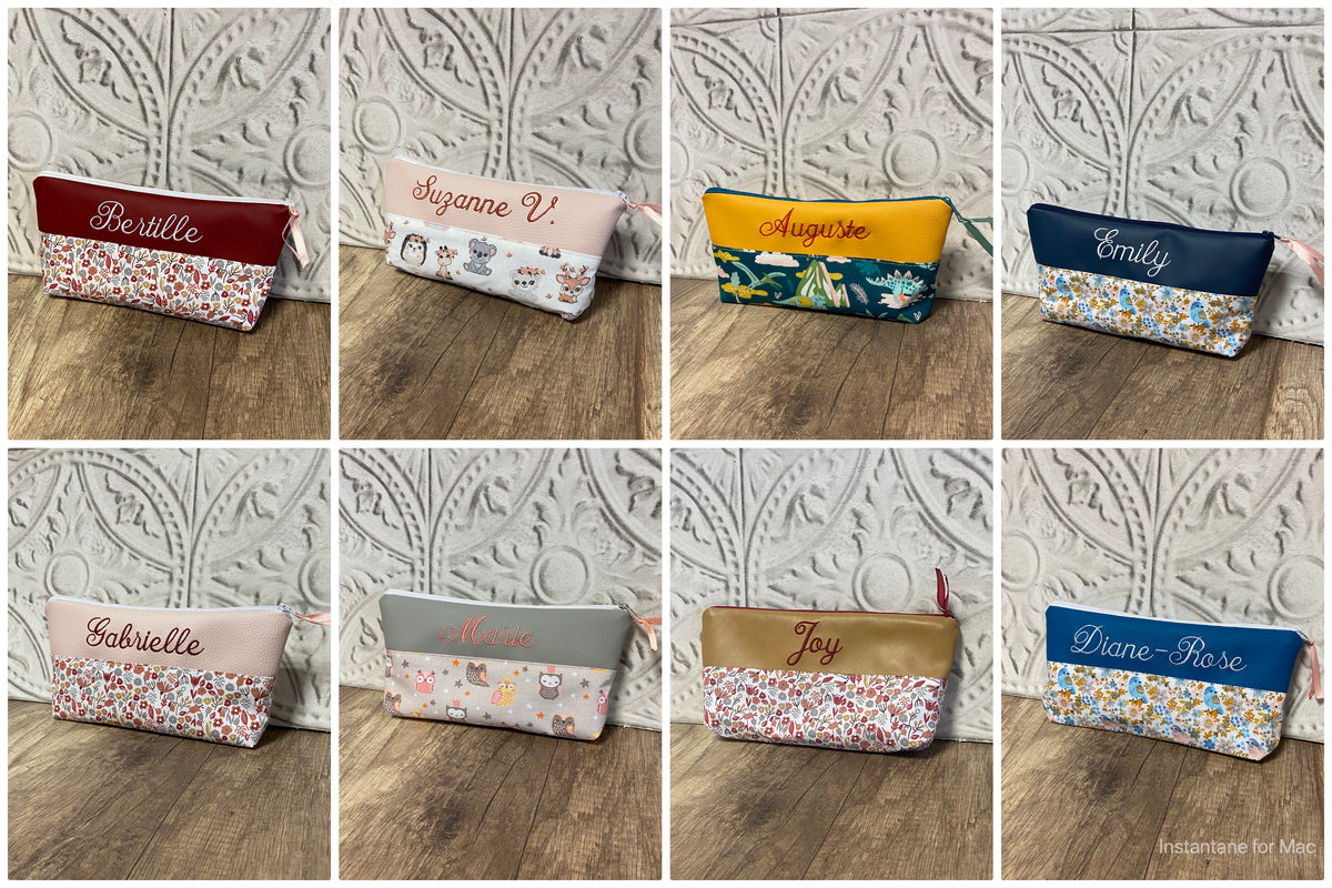 Trousse école Personnalisée simili cuir MOTIF AU CHOIX