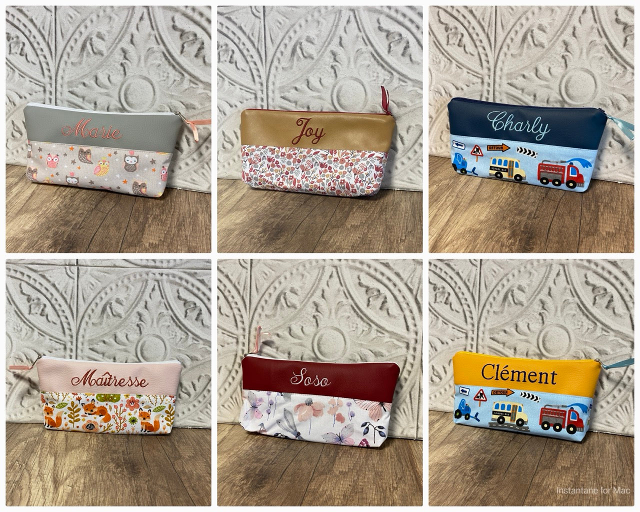 Trousse école Personnalisée simili cuir MOTIF AU CHOIX