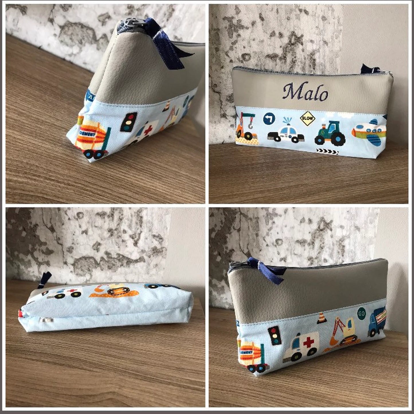 Trousse école Personnalisée simili cuir MOTIF AU CHOIX