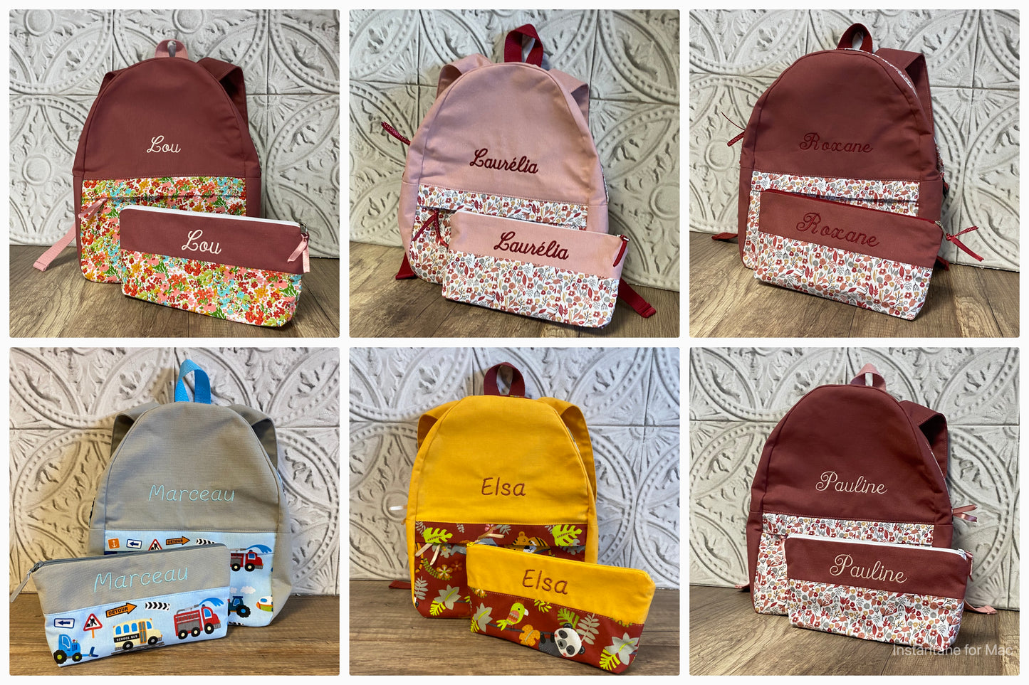 LOT sac à dos & trousse école Personnalisé MOTIF AUX CHOIX