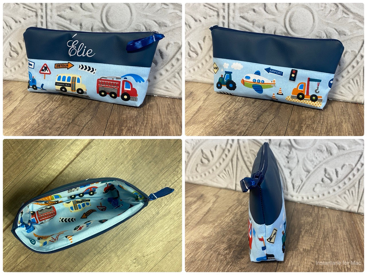Trousse école Personnalisée simili cuir MOTIF AU CHOIX