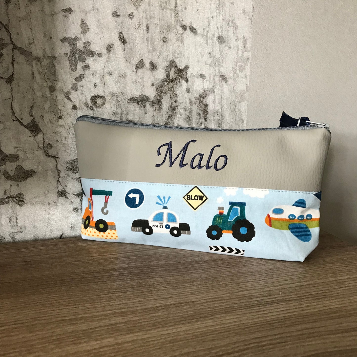 Trousse école Personnalisée simili cuir MOTIF AU CHOIX