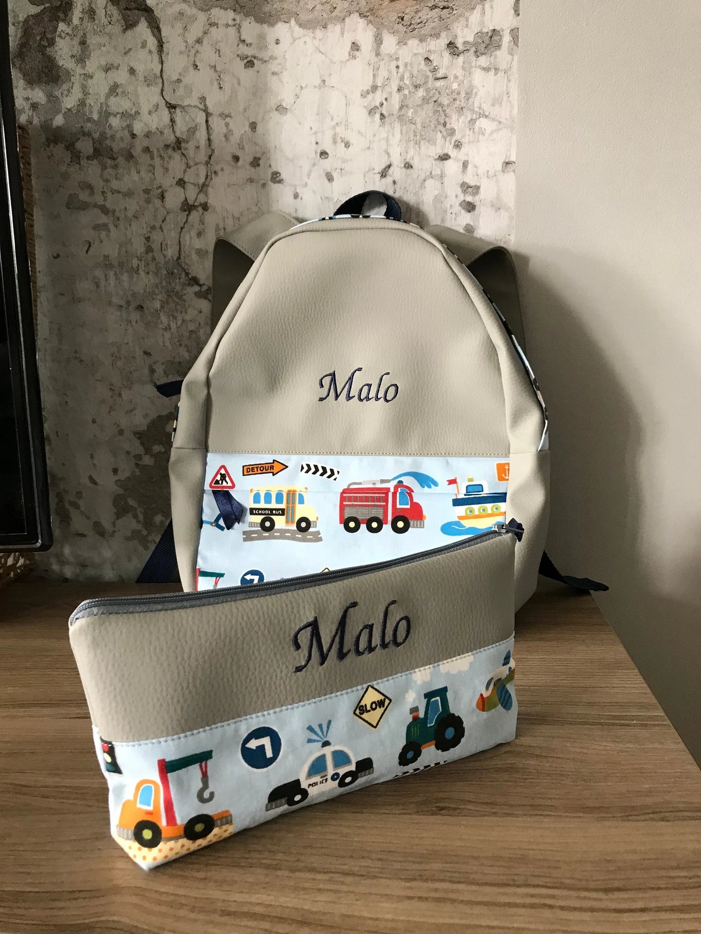 LOT sac à dos & trousse école personnalisé MOTIF AUX CHOIX